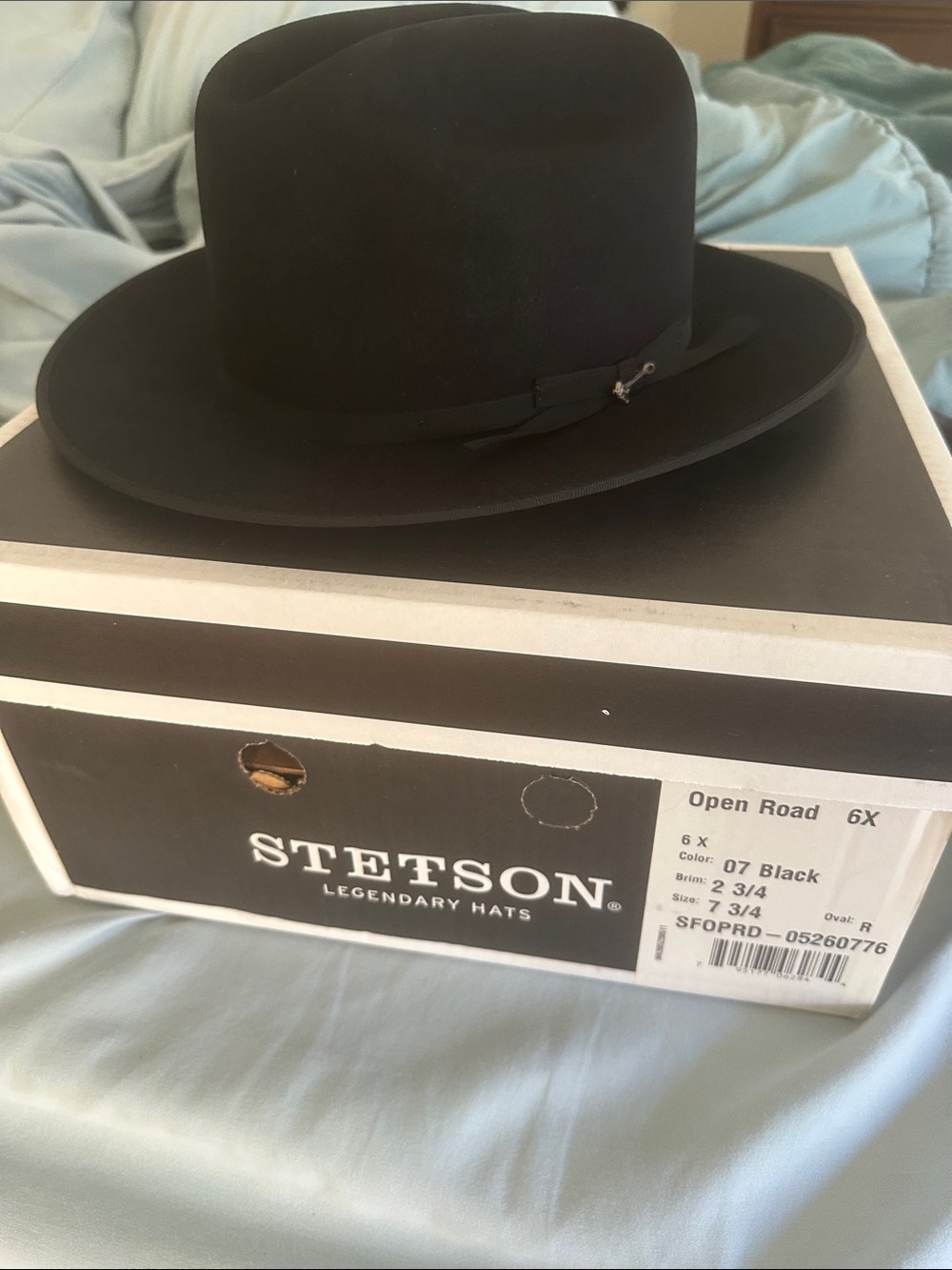 Stetson Black Felt Wide-Brim Open Road Hat